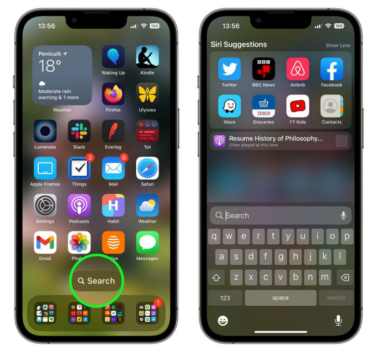 象山苹果手机维修分享升级到 iOS 16 后，如何删除主屏幕上的搜索按钮 